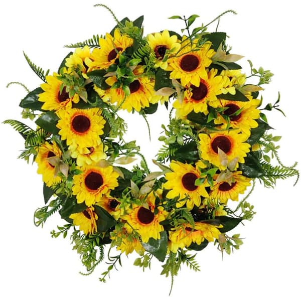 45 cm kunstig krans med kunstige blomster til entré