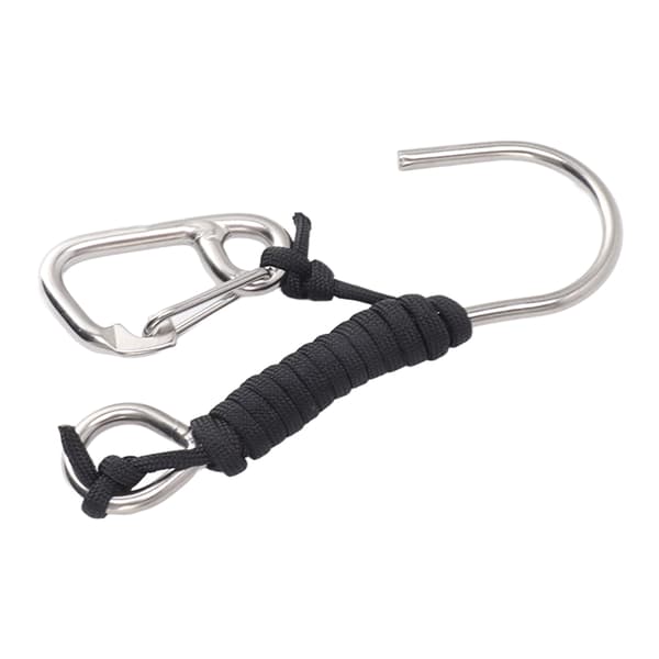 Dykning Rustfrit stål Enkeltkrog Dykkerevskrog med snor Quick Release Spænde Sort