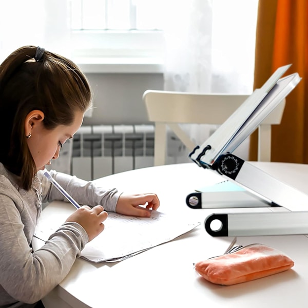 Stor Bokstøtte Justerbar for Seng Sofa, Multifunksjonell Laptopstativ Bokholder med Sideklips, Ergonomisk Multi Høyder Vinkler