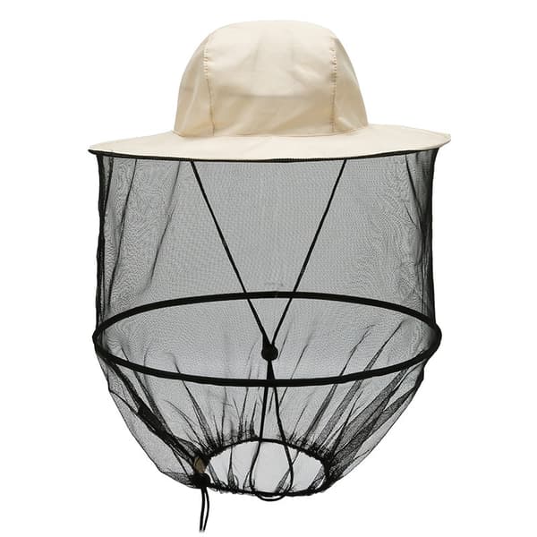 Solhat, fiskerhat, med myggenet (beige)
