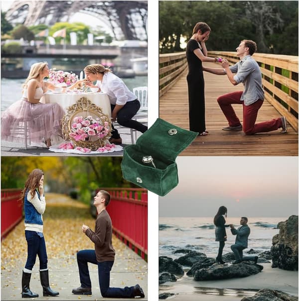 Ring Box, for Wedding Ceremony Proposal Engagement (Green)