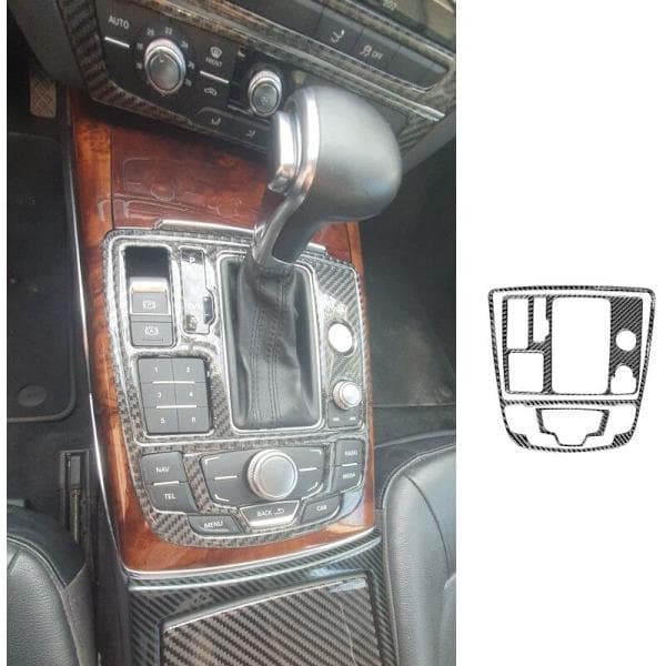 Karbonfiber interiør girskiftknapp panel dekalsett for Audi-A6 2012 2013 2014 2015 2016 2017 2018 venstrestyrt
