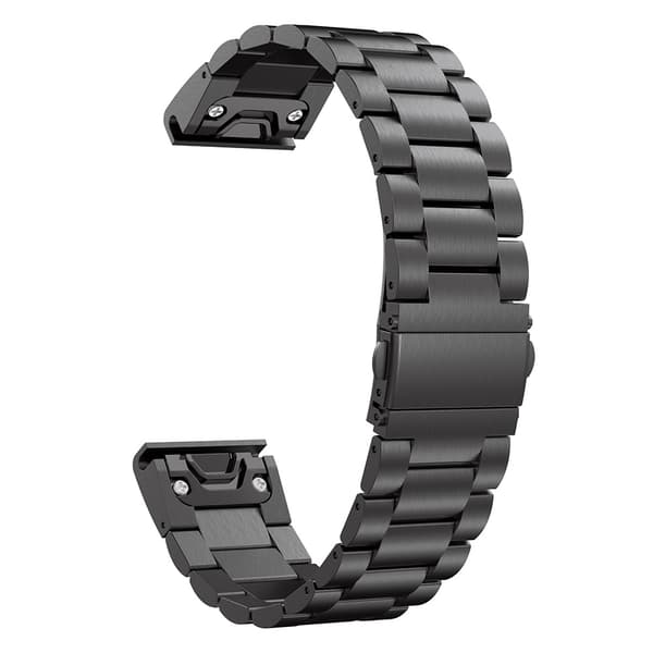 Sort urrem i rustfrit stål 20 mm - Fenix 5s/6s/7s/8 43 mm