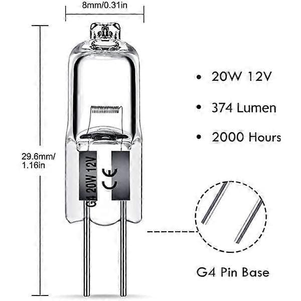 G4 halogenlampor 20W 12V - Varmvit - 10-pack 20W 20W 10st