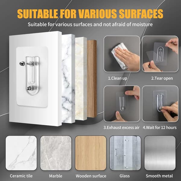 Self-adjusting Hooks with Double Nut, 12 Pieces, for Hanging Photos and Paintings