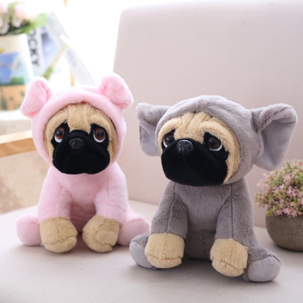 Suuri pehmolelu 20cm Mopsikoira Puvuissa Kodikas Pehmeä Lelu Teddy Pehmoeläin