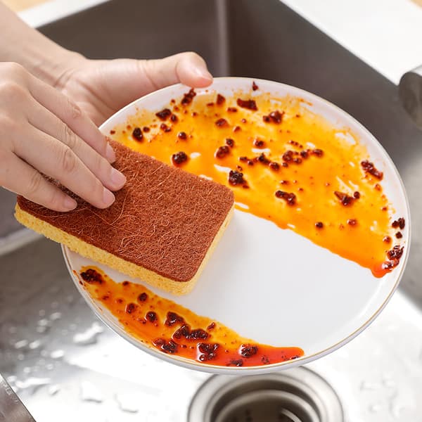 Natural Vegetable Scrubber Sponge 12-pack, Palm Fiber Scrubber Sponge, Biodegradable Compostable Sponge, Durable Odorless Sink Kitchen Scrubber