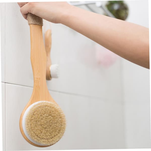 Long Handle Shower Brush Soft Bristles for Back Exfoliation Double-Sided Bath Scrubber Tool