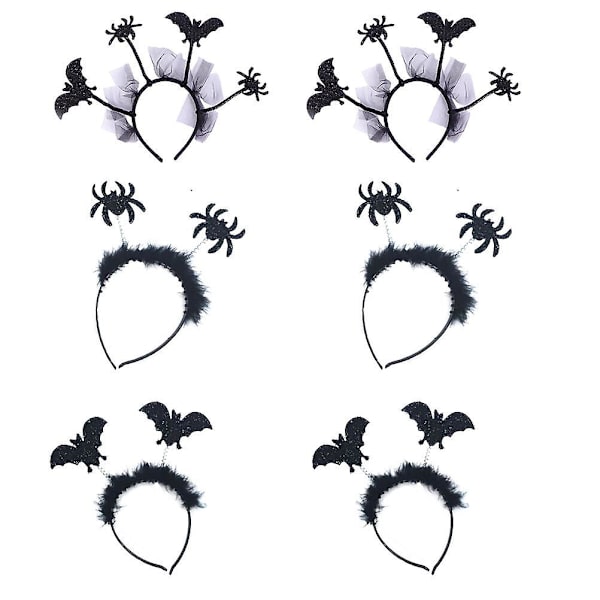 6 stk. Voksen Kostumer Sort Pandebånd Halloween Pandebånd Øre Hårbøjle Halloween Hårbøjle Sort 20X23CM Black 20X23CM
