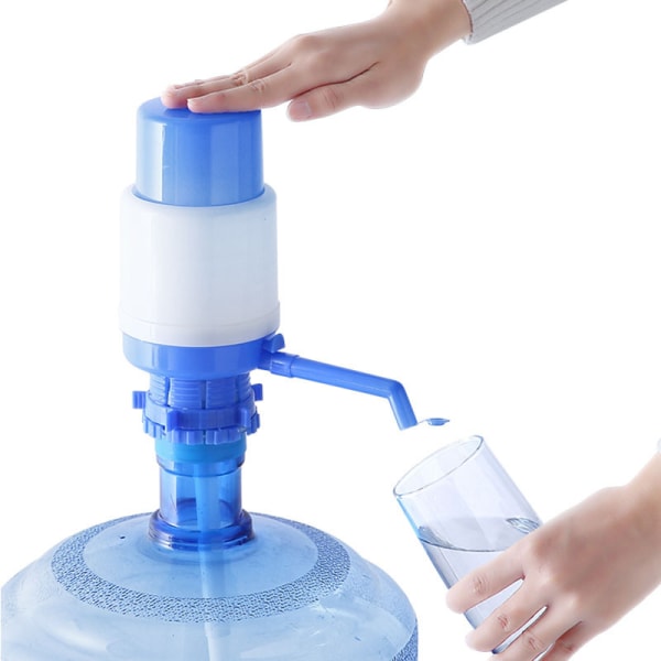 Vandflasker Pumpe Blå Manuelt Håndtryk Drikkefontæne Trykpumpe Vandpressepumpe med et ekstra kort rør og hætte Passer til de fleste 2-6