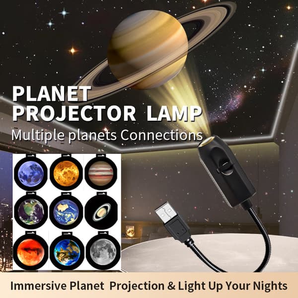 Galaxy Star Projector Night Light, Planetarium Projection Lamp with 16 Projection Films, USB Ambient Light