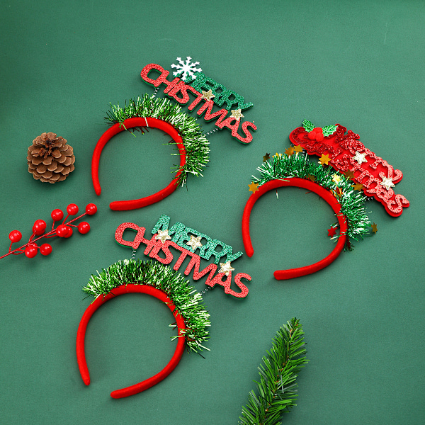 3-pack Novelty Jultomte Huvudband Rensa Hårband Julhuvudhatt Toppar Glad Jul Huvudbonad Festival Party Tillbehör