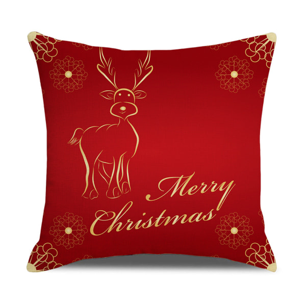 Julepudebetræk, rustikt ferielinnedpudebetræk til sofa, lænestol, juledekoration A 4PCS