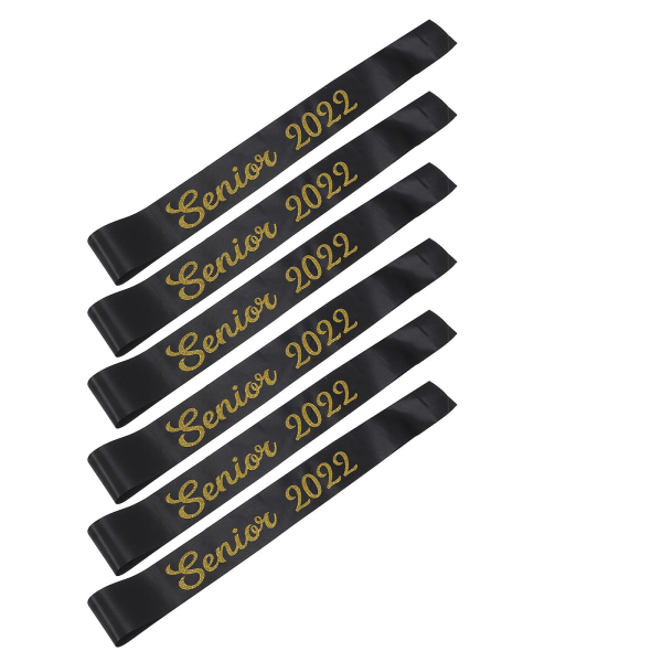 6 st Sashar för Examenspresent Senior Sash Cheer Senior Night Party Sash Klass Sash Skönhetstävling Sash Black 80x9.5cm