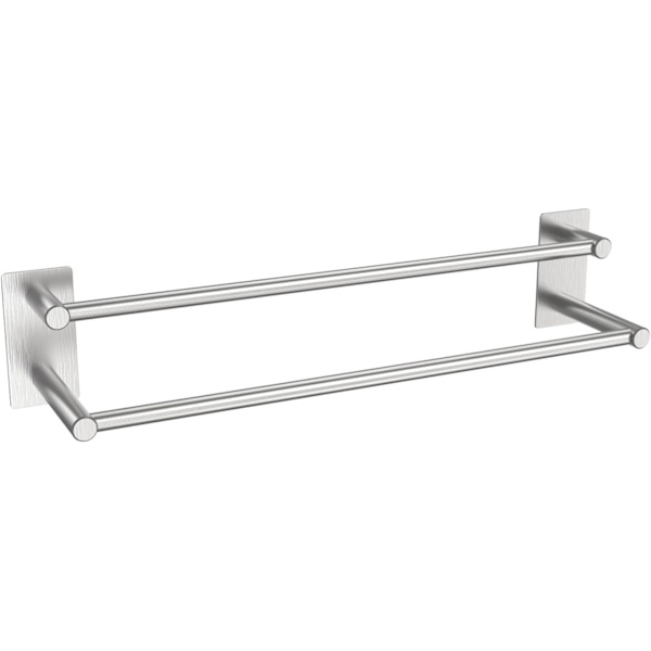 Håndkleholder for bad, selvklebende veggmontert håndklestang uten boring, børstet rustfritt stål, rust- og ripebestandig (40 cm, sølv)