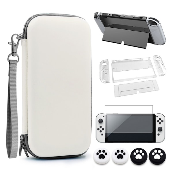Nintendo Switch OLED Case Set - Protective EVA Hard Shell with Stand, Screen Protector & Thumb Grips