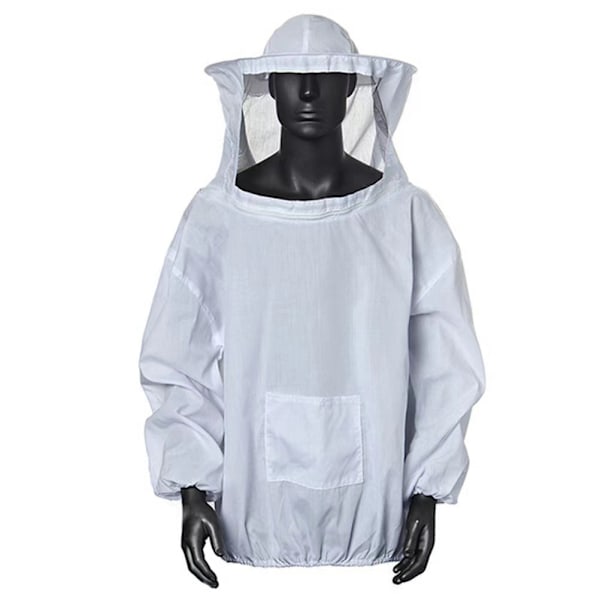 White Beekeeping Suit Jacket with Removable Fencing Veil Hood, Beekeeper for Professional Beekeepers from any stingings