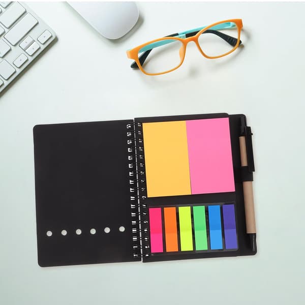 Spiral Notebook with Pen Holder and Sticky Tabs, 30-Page Pocket Notebook