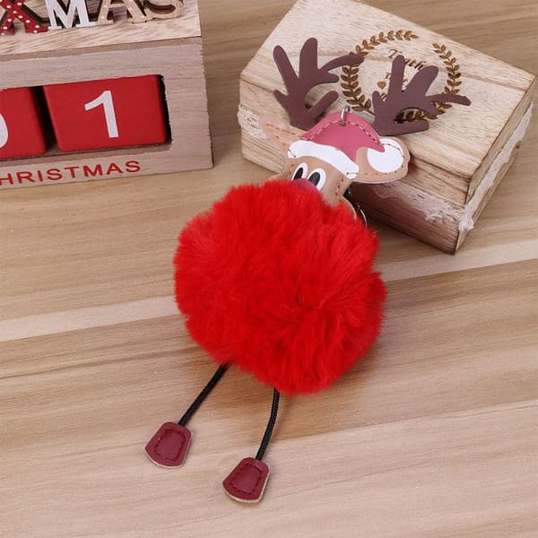 4 st julnyckelringar Pompoms pälsren formad hänge nyckel