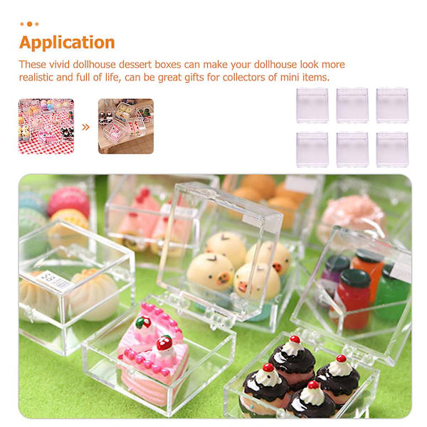 6 stk. Modelltilbehør Mini Etui Miniboks Miniatyr Etui Ting Tenåringsjenter Transparent 2,9X2,9X2,0CM Transparent 2.9X2.9X2.0CM