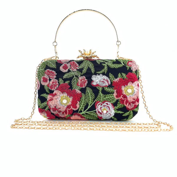 Vacker Handväska Clutch Präglad Broderi Aftonväska För Bröllop