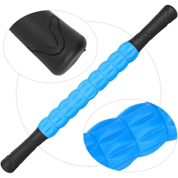 Muscle Roller Massage Stick Tool, Muskel Massage Roller PVC til lindring af muskelømhed, beroligende kramper, massage, restitution (blå)