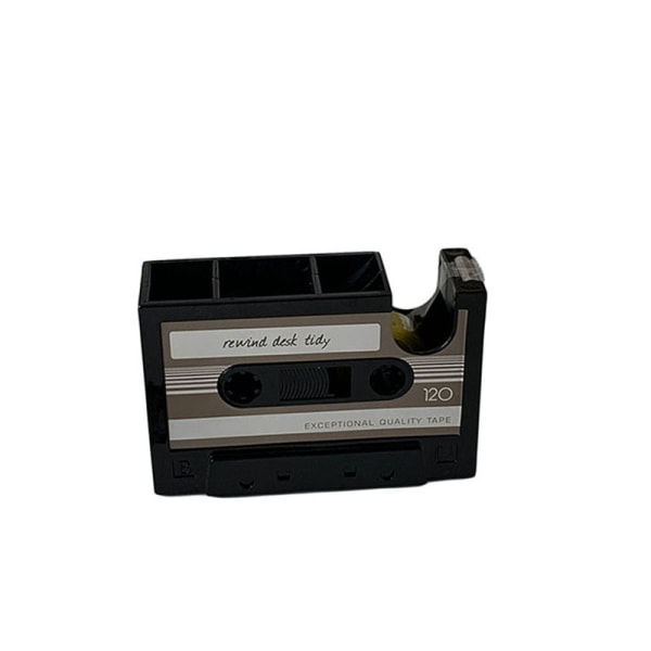 Creative selvklæbende tape Penholderetuiet, Retro Cassette Tape Dispenser Vase Børstepotte, Populær Pencil Desk Collection Tidy Organize