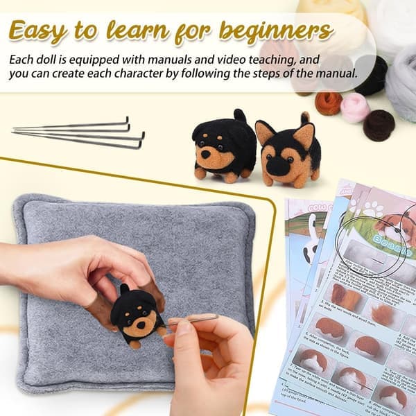 Needle Felting Kit DIY with Felting Wool Needles Tools for Beginners Craft Set [Ho]