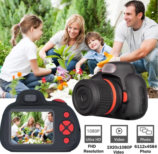 Barnekamera, julegave til 3-10 år gamle gutter og jenter, 2,4 \" Mini DSLR, digitalkamera for barn med blits