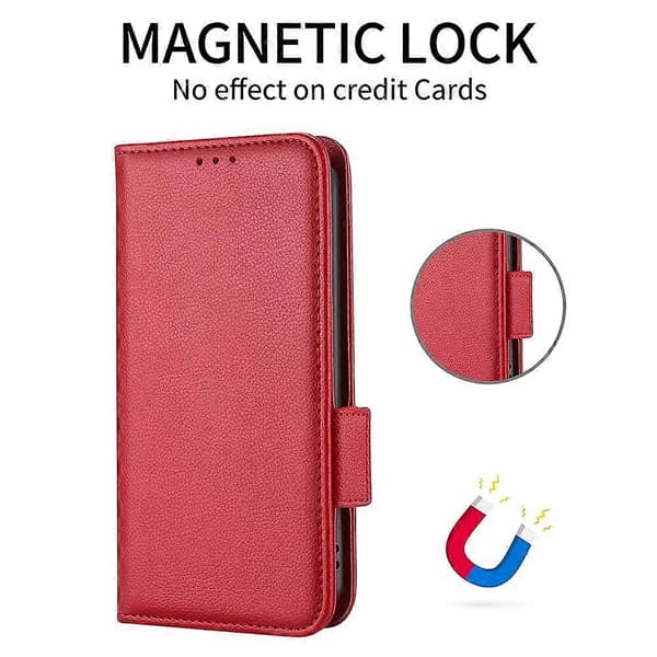 For Nothing CMF Phone 2 Pro Case with Wrist Strap Litchi Texture PU Leather Wallet Case - Red{F2}