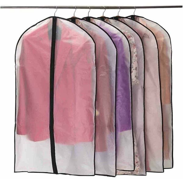 Zippered Garment Bags, Dustproof and Moth-Free, 6-Pack, Transparent
