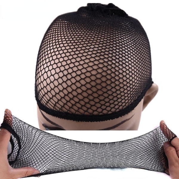 2 stk. Paryk Strækbar Elastisk Hårnet Snood Paryk Hætte Cool Mesh Cosplay Sort Farve Fiskenet