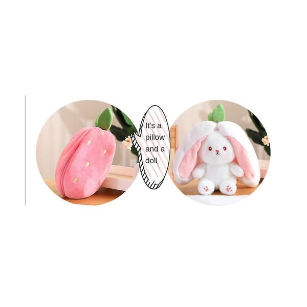 Cute Rabbit Doll, Children's Gift, Strawberry Rabbit Transformed into Rabbit, Fruit Doll Plush