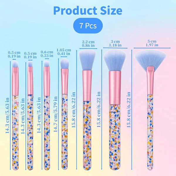 7 stk. Crystal Sparkles Makeupbørstesæt - Professionel blending med pailletgreb, sødt skønhedsbørstesæt til blush, foundation, highlighter,