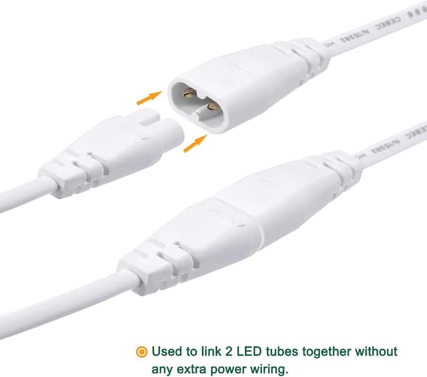 T5 LED rørforbindelseskabel 2-benet 50 cm han til hun forlængerledning til integreret lysrør, pakke med Grey
