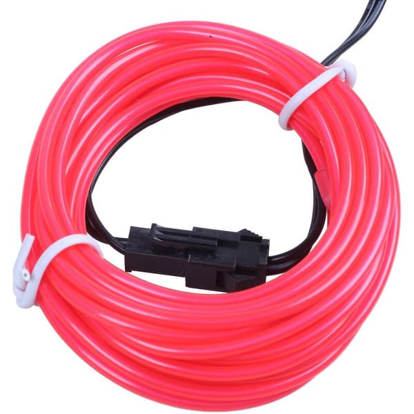 Elektroluminescerende tråd Lys Neontråd (El Wire) med batterikontroll (Rosa, 3 meter)