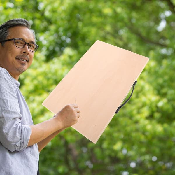 Solid Wood Drawing Board with Metal Handle 8k Portable Sketch Board for Art Students Outdoor Use