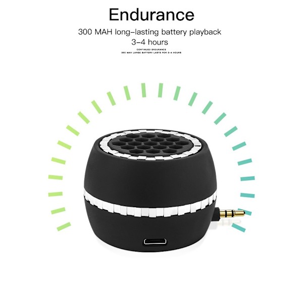 Svart Bärbar Högtalare, Mini Mobiltelefonhögtalare med 3,5 mm Aux Ljudgränssnitt i Klar Bas Mic USB-port