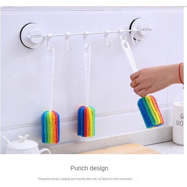 Dish brush with handle | Bottle cleaning brush | Reusable sponge bottle brush set with long handle and bottle cleaner