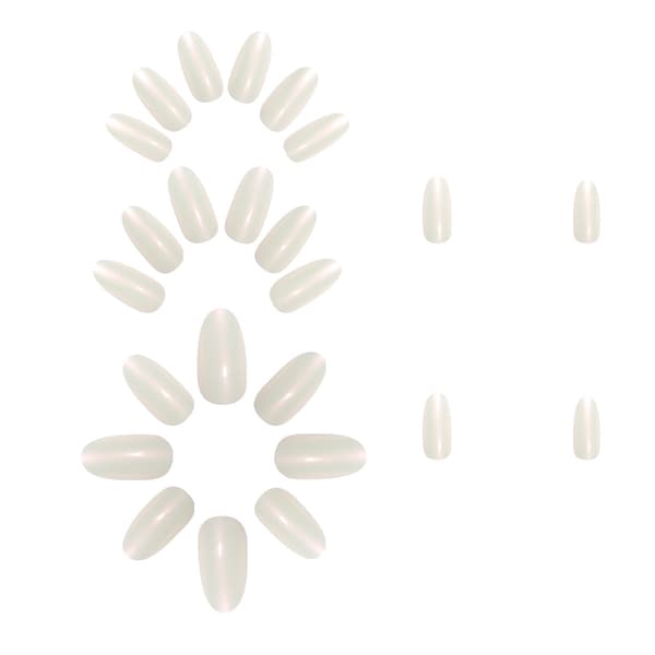30 Pieces Light White Cat Eye Nails Almond Shaped False Nails