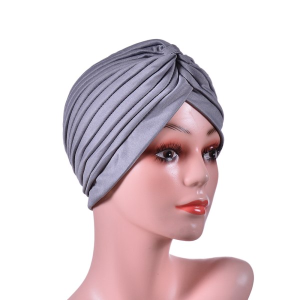 Solid hatt Mjuk förbunden knut Modeveckad cap Headwrap Sleep HatYogahatt light gray 1pcs