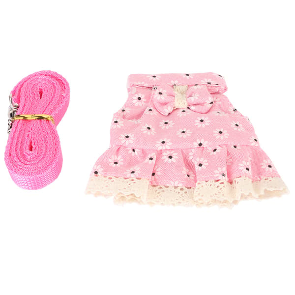Rabbit Dress Leash Soft Adjustable Cute Small Pet Clothes with Drawstring for Ferret Guinea Pig Hamster M Pink