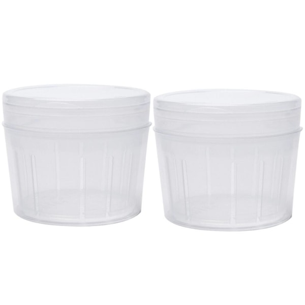 2 stk Dobbeltlags Køleskabs Opbevaringsboks i Plastik med Dræn - Rund, Transparent (800ml) - 12*12*10cm Transparent 12*12*10cm