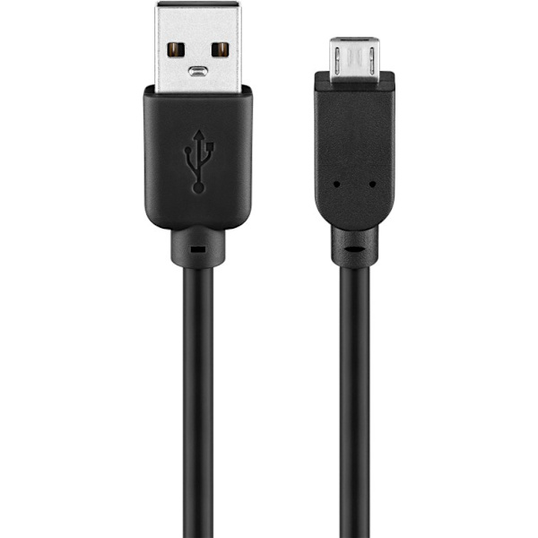 USB-A to Micro-B Cable, 0.6 m, Black Svart