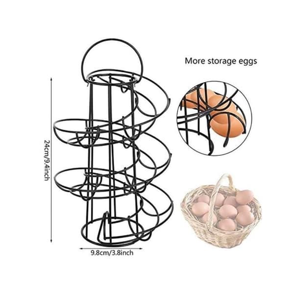 Spiral Iron Egg Holder for Cabinet Storage, Space-Saving - Holds up to 20 Eggs