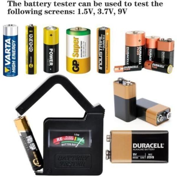 st Digital batteritester, Universal batteritester, Fungerer uten batterier, for AA/AAA/C/D og 9V PP3-batterier samt knappcellebatterier