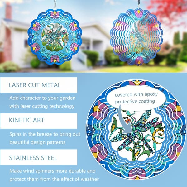 Havepynt - 3D vindspil - Metalvindspindere med guldsmede - Gaver til kvinder, mor, bedstemor A A