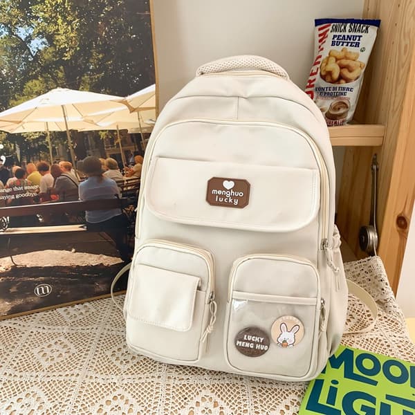 Large Shoulder Bag with Wide Strap - White