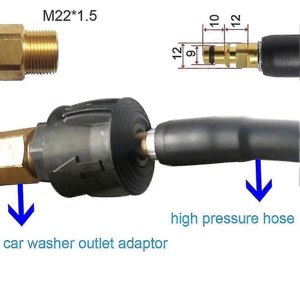 M22 Adapter 14mm Högtryckstvätt Slangrör Snabbkoppling Konverterare