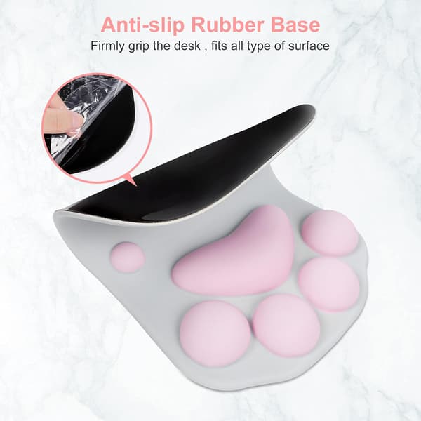 Musematte med katt og håndleddsstøtte Grå rosa Gray pink
